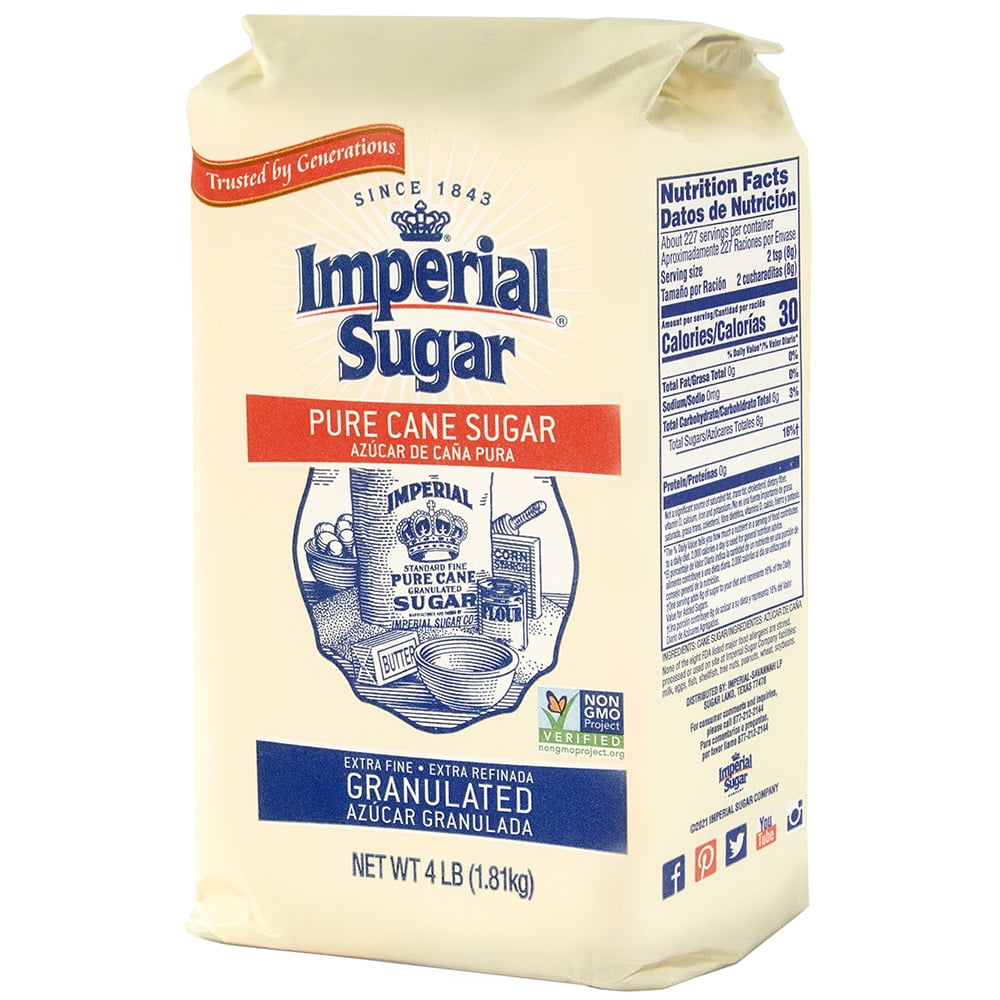 imperial extra-fine pure cane granulated sugar 4-pound bag ingredients