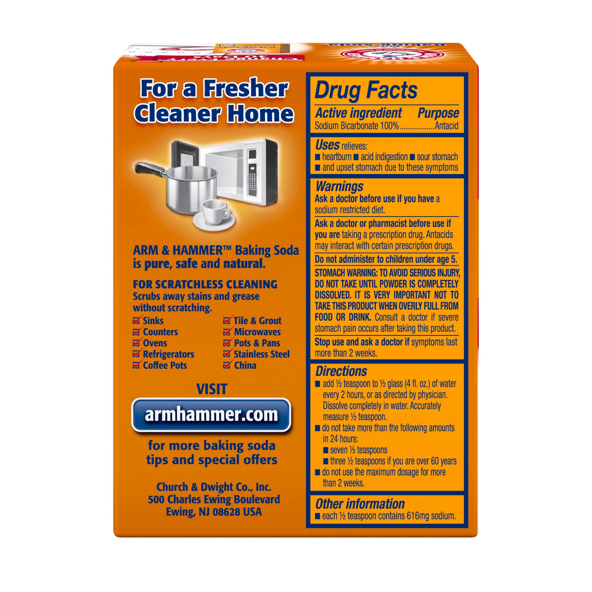 Arm and Hammer Baking Soda Ingredients: 100% Pure Sodium Bicarbonate and More