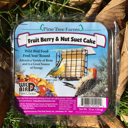 Pine Tree Farms Fruit Berry and Nut Suet Cake for Wild Birds – 12oz