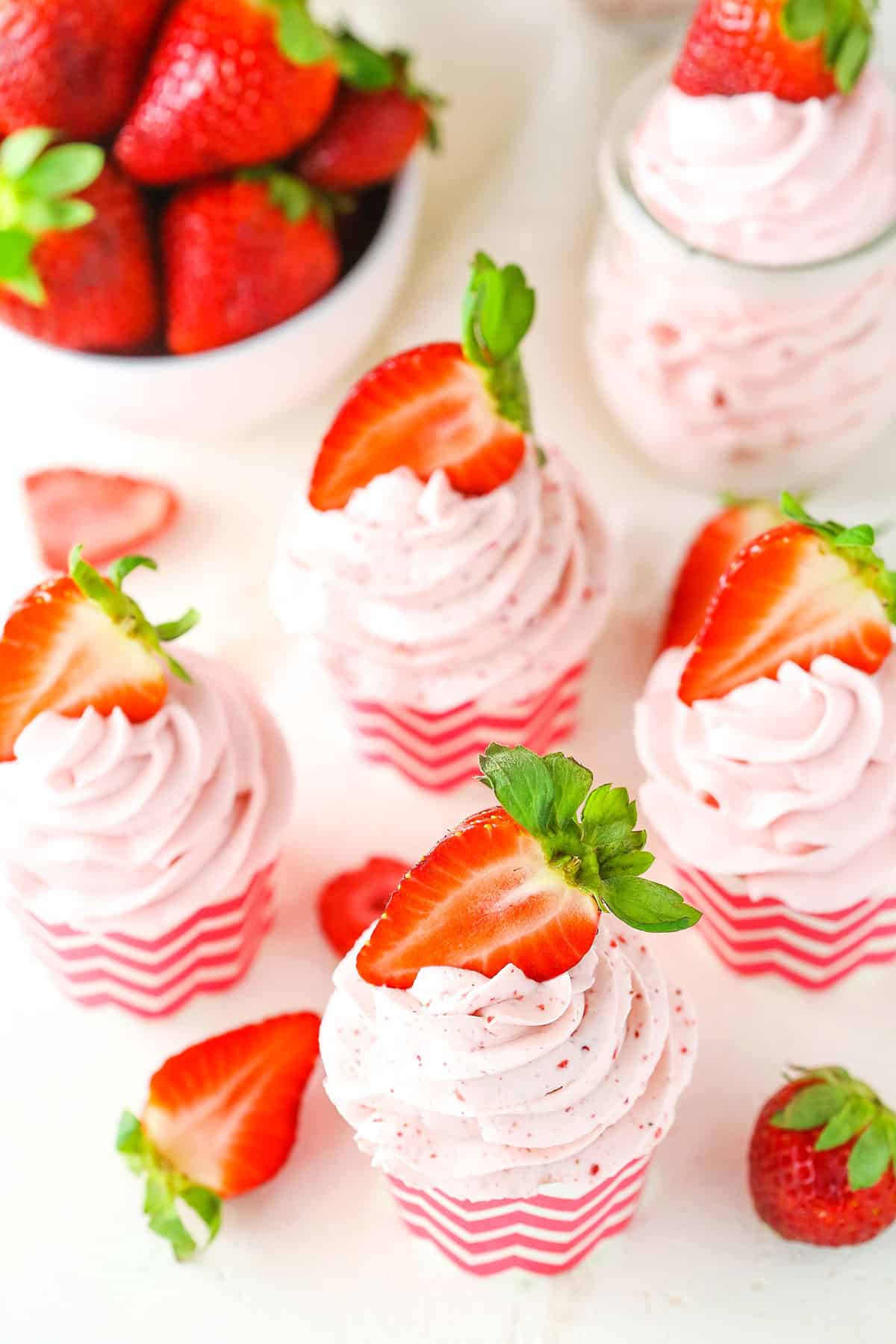 Homemade Strawberry Whipped Cream with Fresh or Freeze-Dried Strawberries