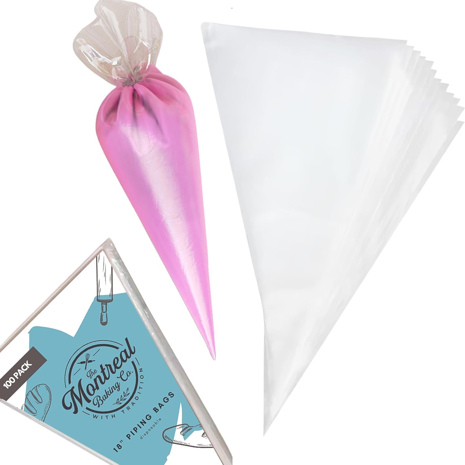 100-Pack Tipless Piping Bags for Cake and Cookie Decorating - Perfect for Royal Icing and Frosting
