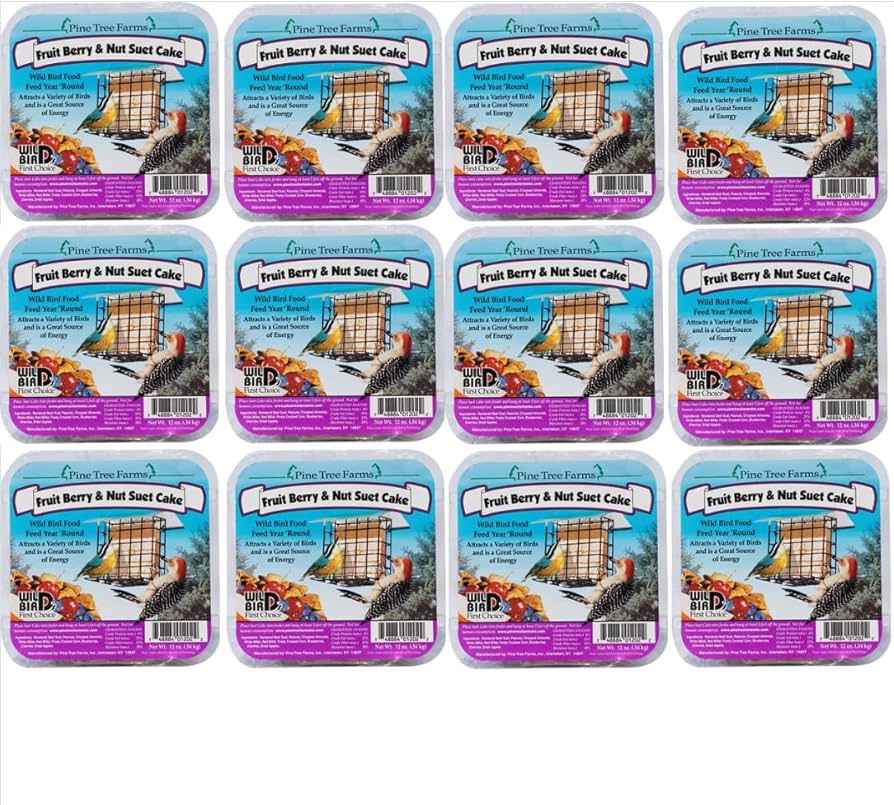 Pine Tree Farms Fruit Berry and Nut Suet Cake for Wild Birds – 12oz