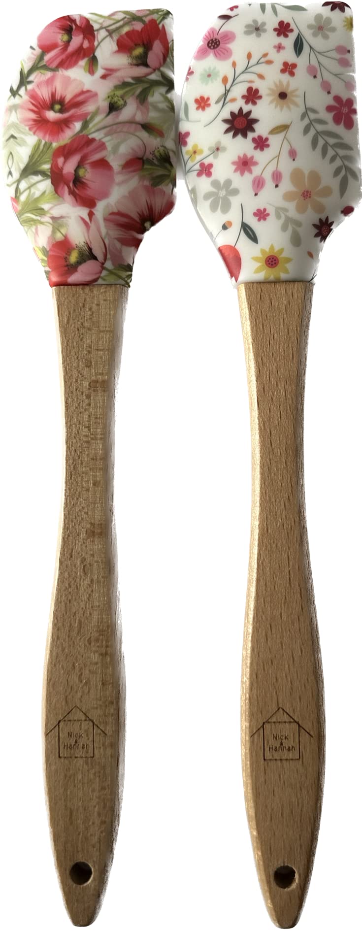 Wood Handle Rubber Spatula for Baking, Cooking & Scraping - Heat-Resistant and Non-Stick