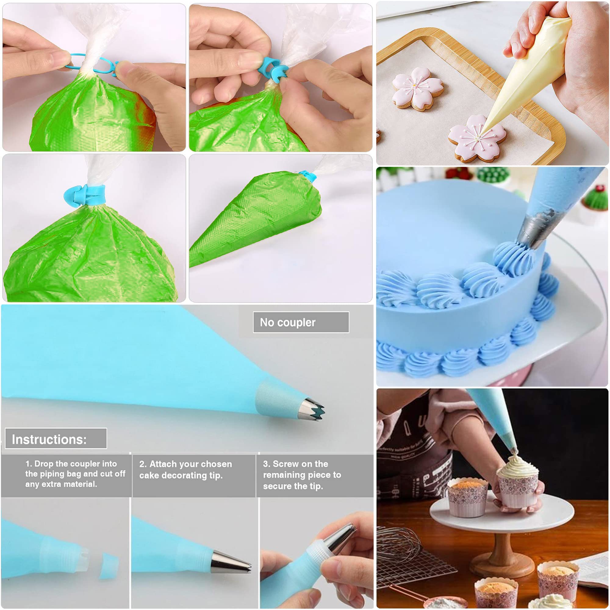 Piping Bags with Nozzles - 50 Piece Cake Decorating Set for Perfect Pastry Designs