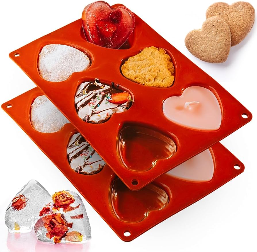Premium Silicone Heart Shaped Baking Molds for Easy Baking – 2 Pack