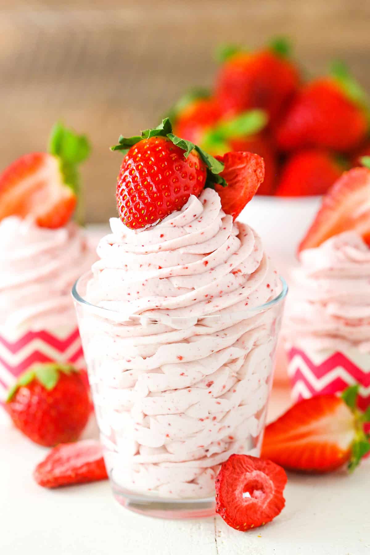 Homemade Strawberry Whipped Cream with Fresh or Freeze-Dried Strawberries