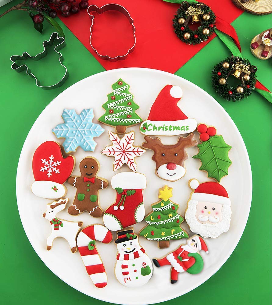 Christmas Cookie Cutters Set - 9 Shapes Including Star, Tree, Angel & More