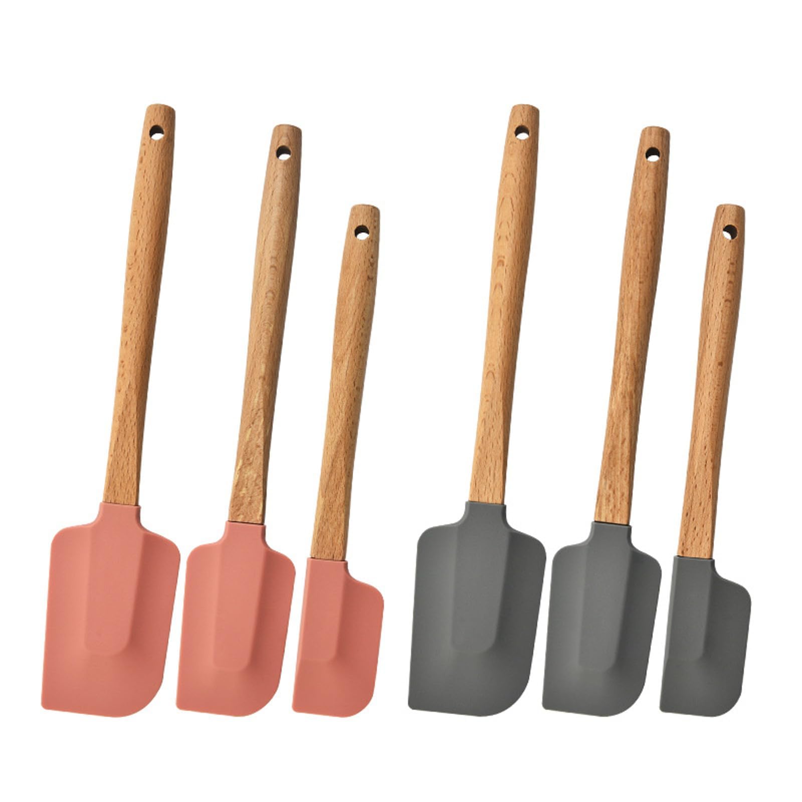 Wood Handle Rubber Spatula for Baking, Cooking & Scraping - Heat-Resistant and Non-Stick