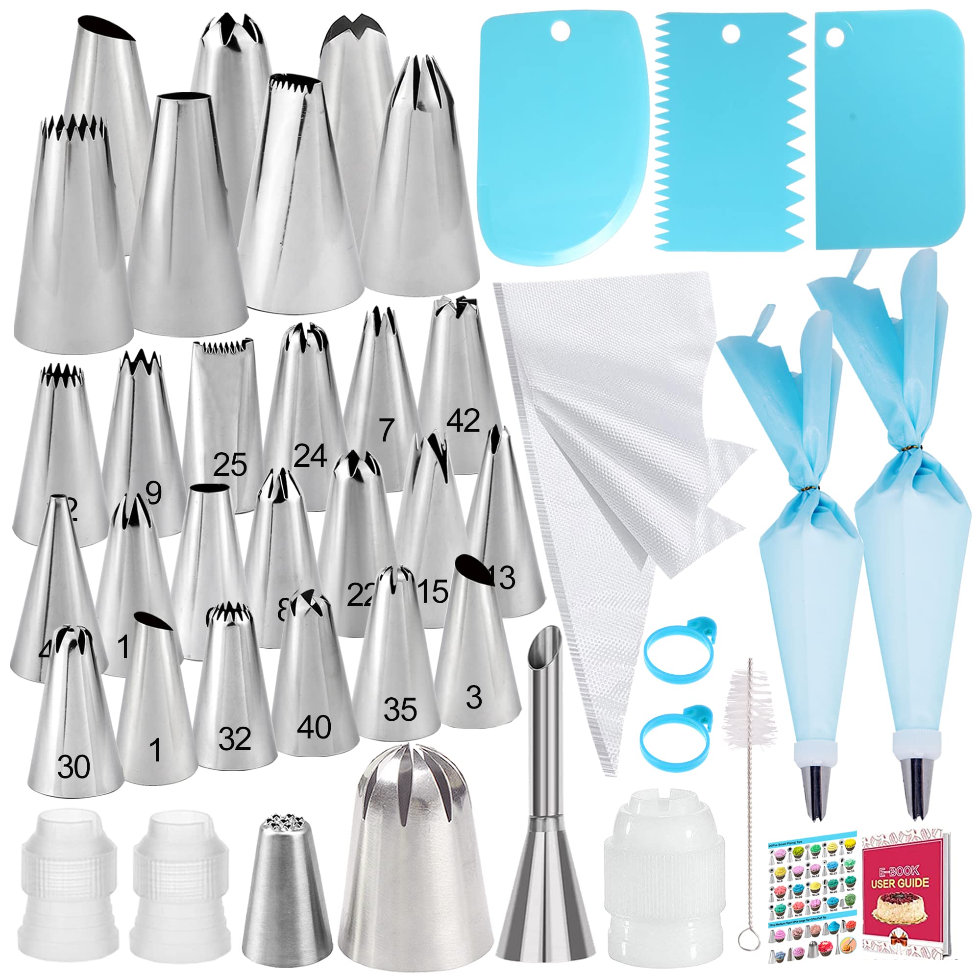 Piping Bags with Nozzles - 50 Piece Cake Decorating Set for Perfect Pastry Designs