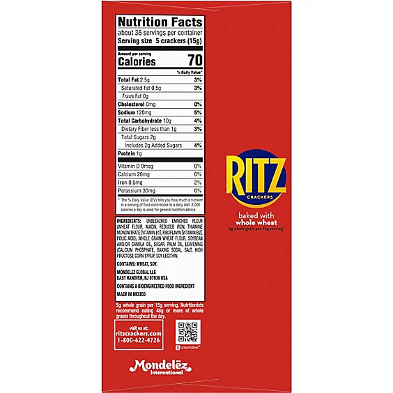 Comprehensive Ritz Whole Wheat Crackers Nutrition Facts for Health-Conscious Eaters