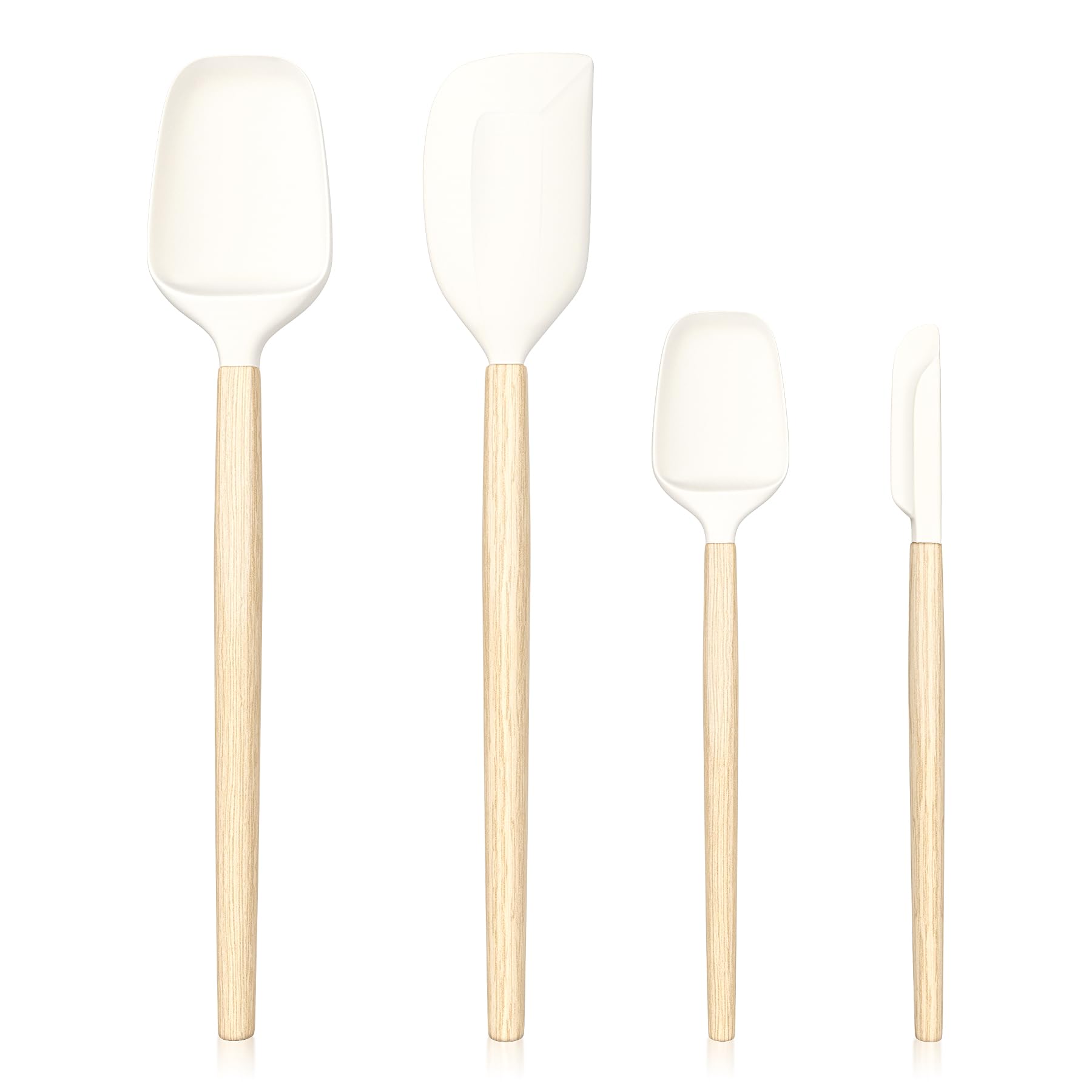 Wood Handle Rubber Spatula for Baking, Cooking & Scraping - Heat-Resistant and Non-Stick