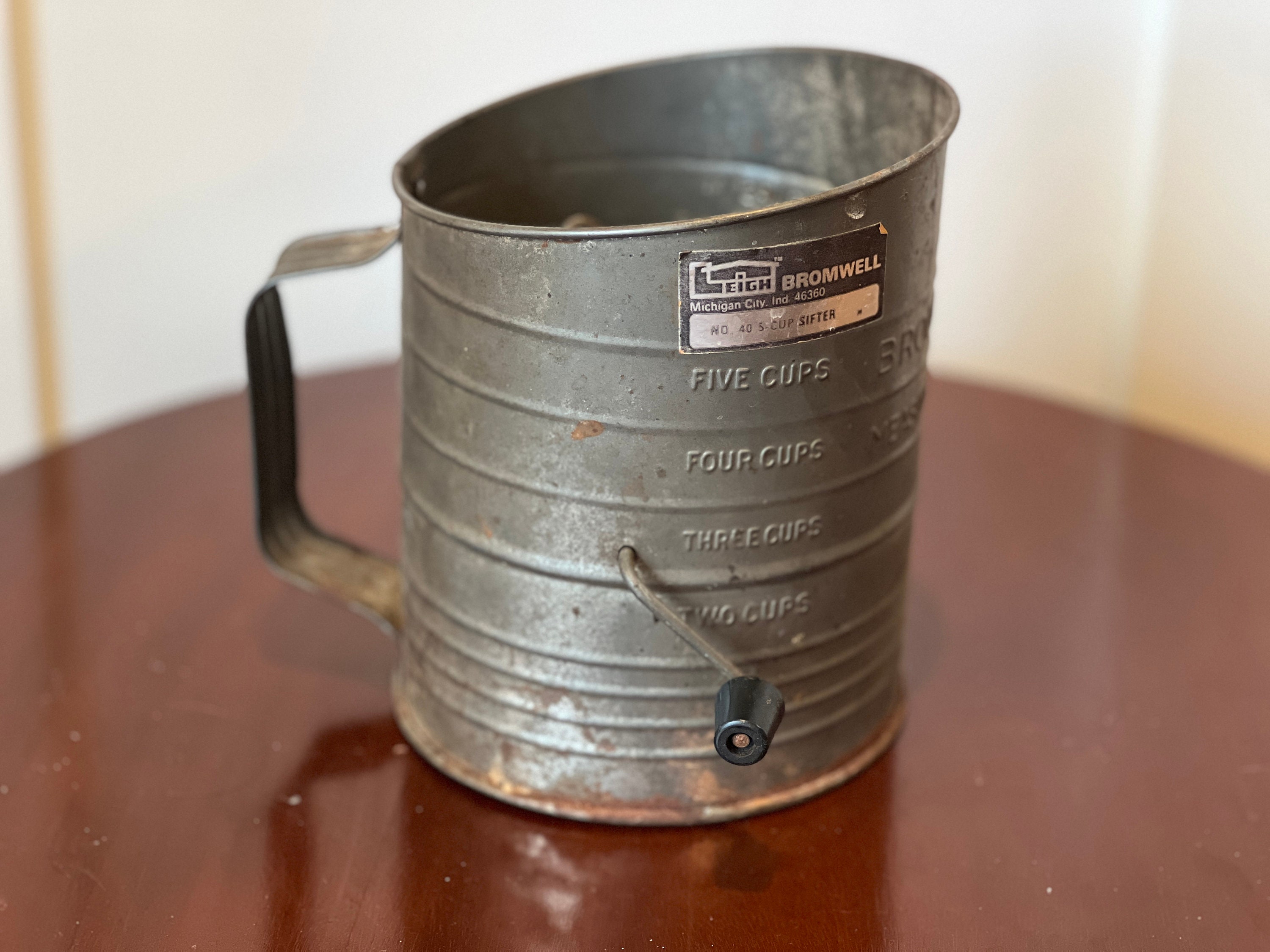 Vintage Bromwell Flour Sifter: Timeless Kitchen Essential for Home Bakers