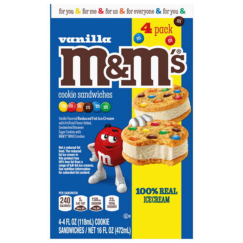 Ice Cream Sandwich M&M Cookie Calories and Nutrition Facts
